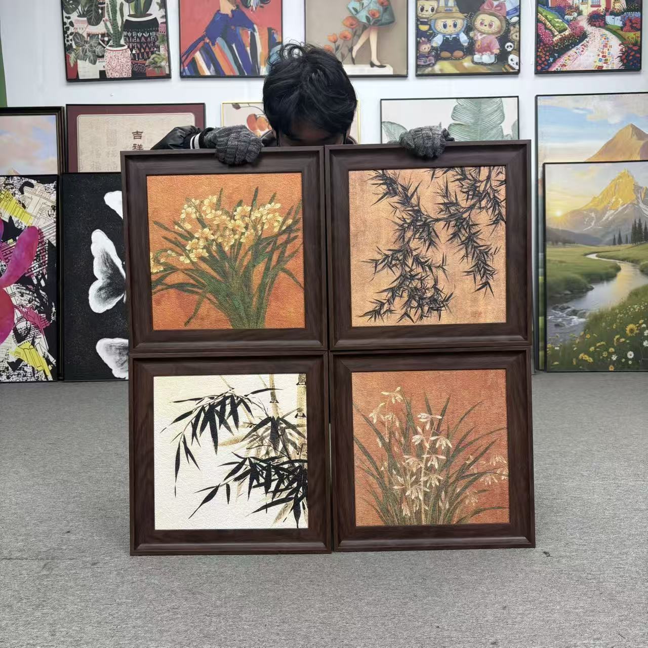 法式复古风兰花装饰画适用于客厅餐厅卧室440