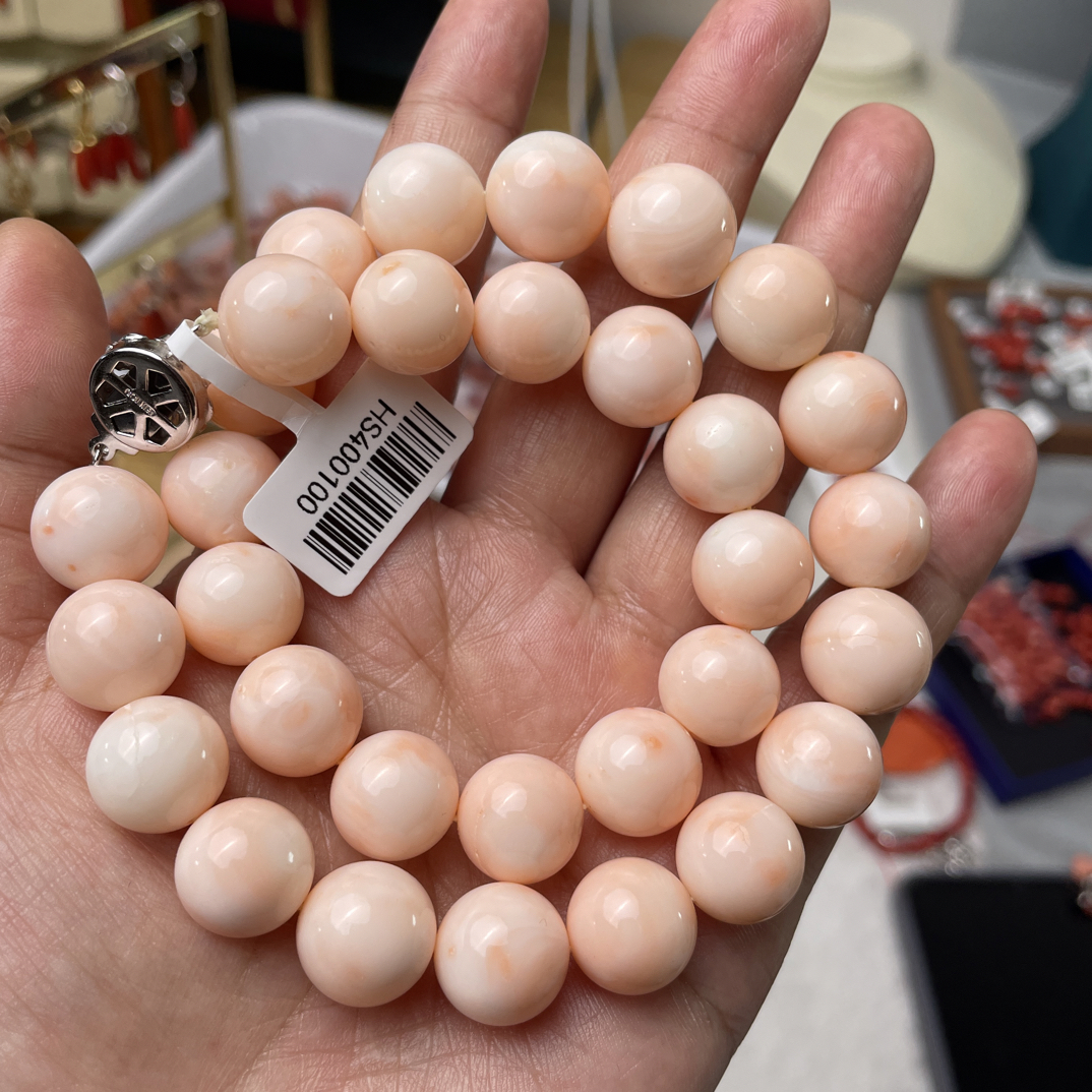 天然珊瑚圆珠塔链项链5500
