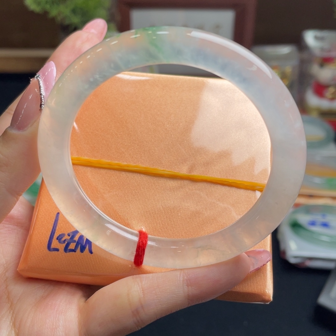 翡翠未镶嵌手镯55.6小圆条冰块冰条子