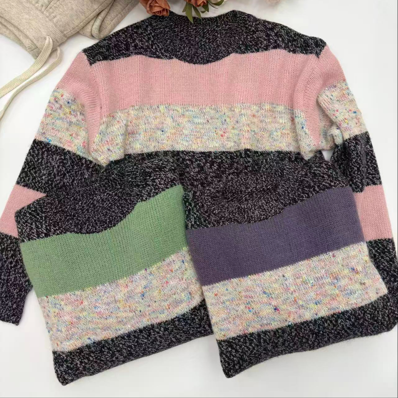 【阿东专属】秋冬新款撞色条纹针织衫女氛围感百搭上衣