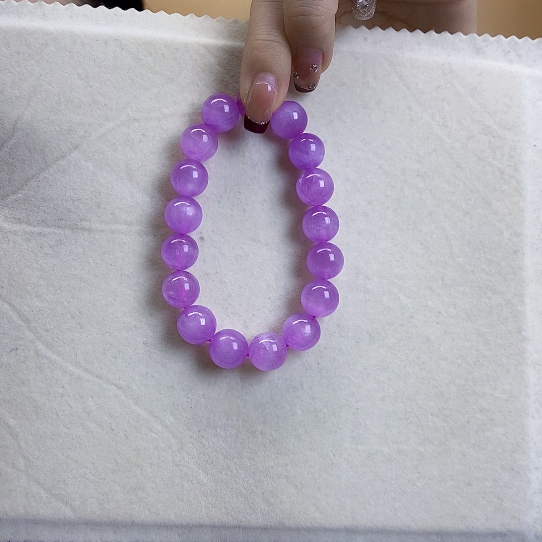 锂辉石紫锂辉高冰收藏级手串12+未镶嵌