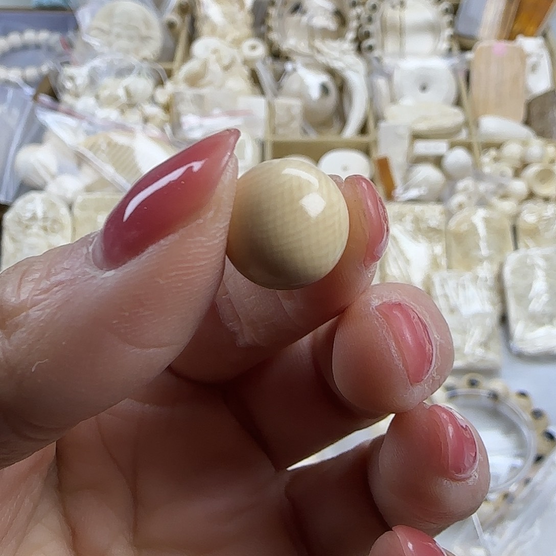 其他猛犸象牙乞**子天然保真猛犸牙圆珠满纹