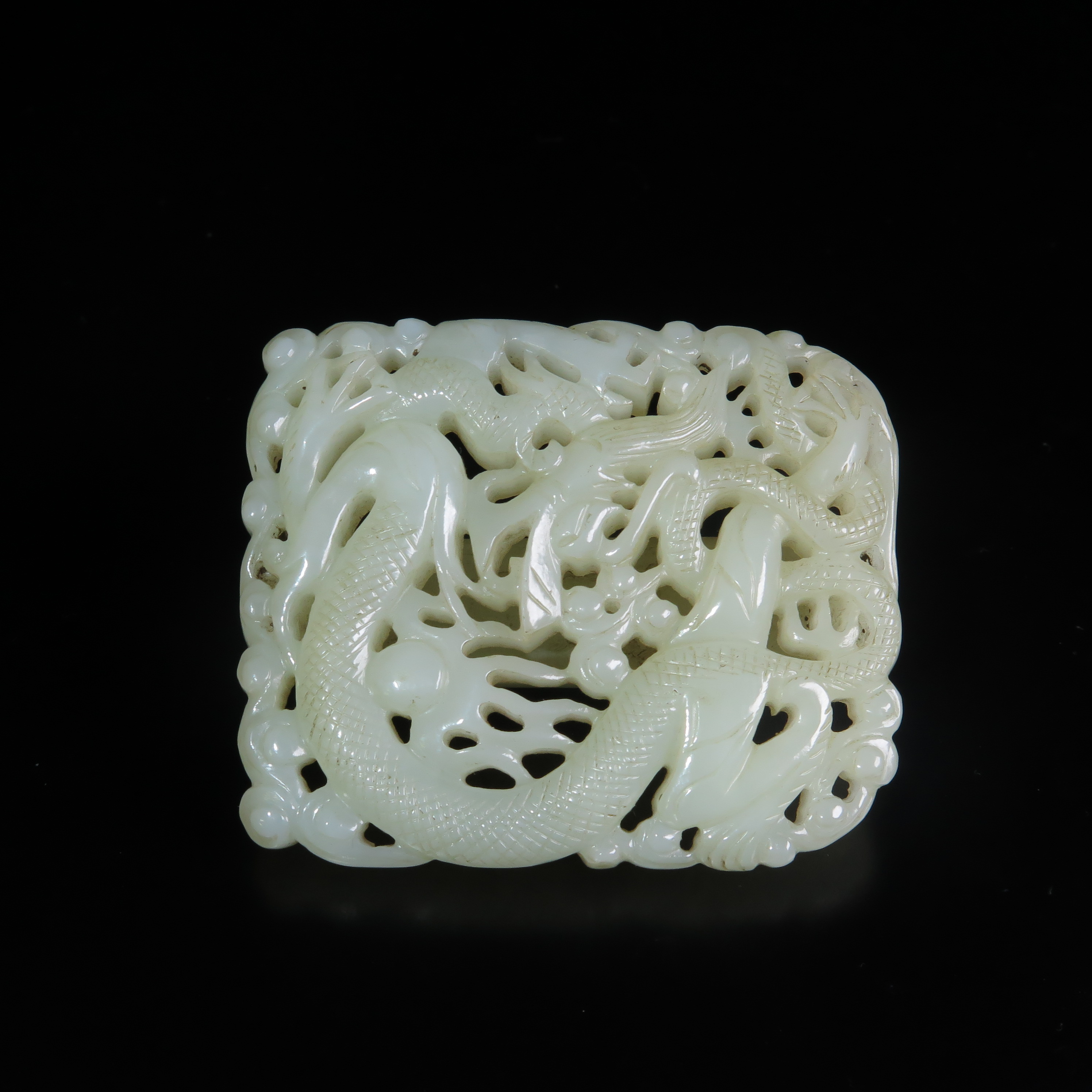 民国镂雕龙纹带饰/MZ513411/和田玉/民族文物