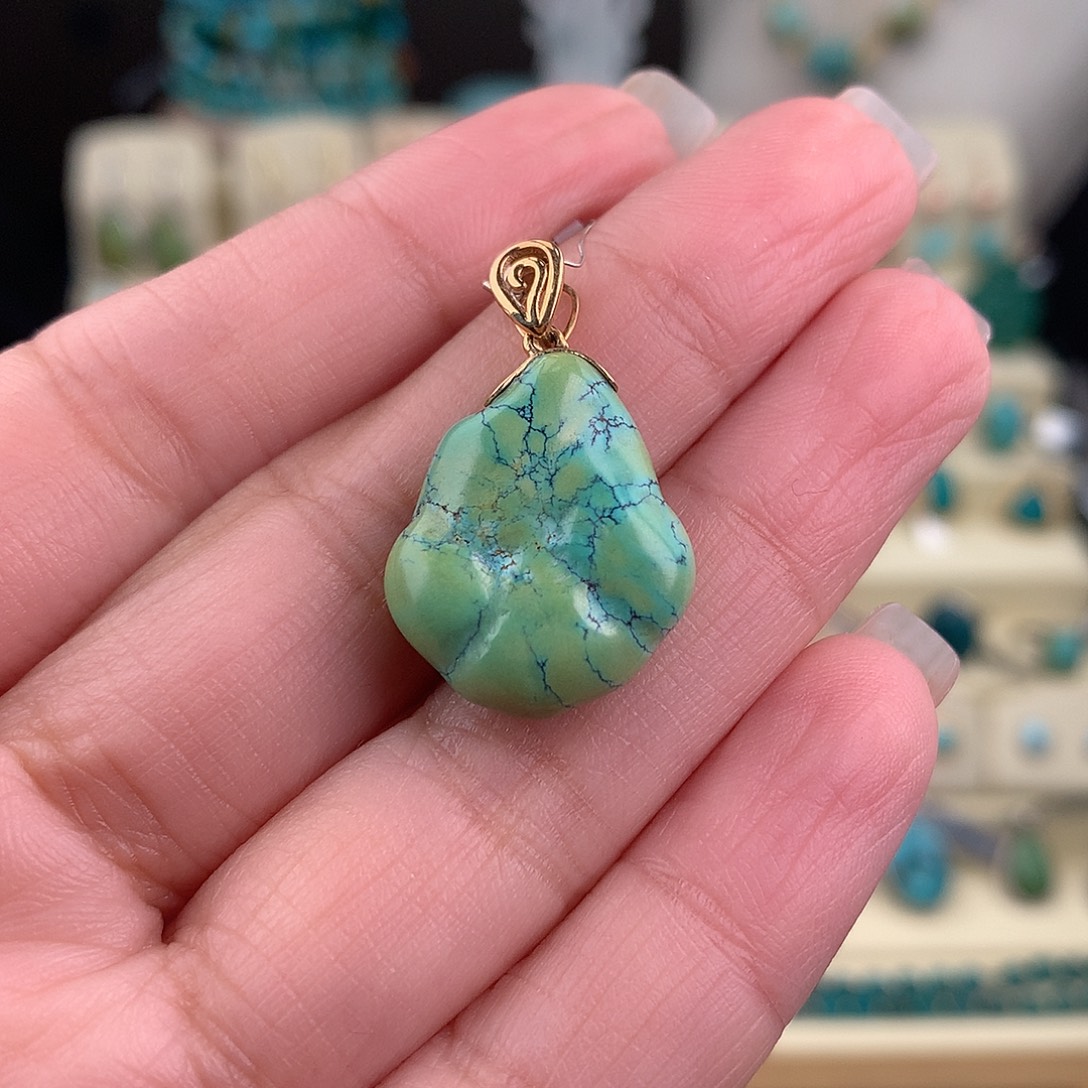 绿松石18K金镶嵌吊坠(不含链)