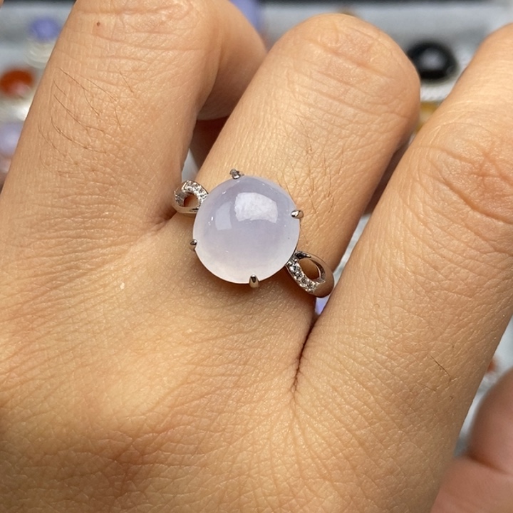 翡翠戒指银S925镶嵌戒指