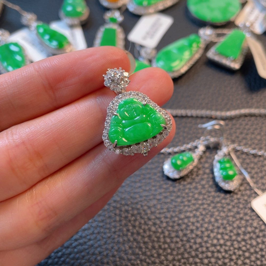 翡翠银S925镶嵌吊坠(不含链)