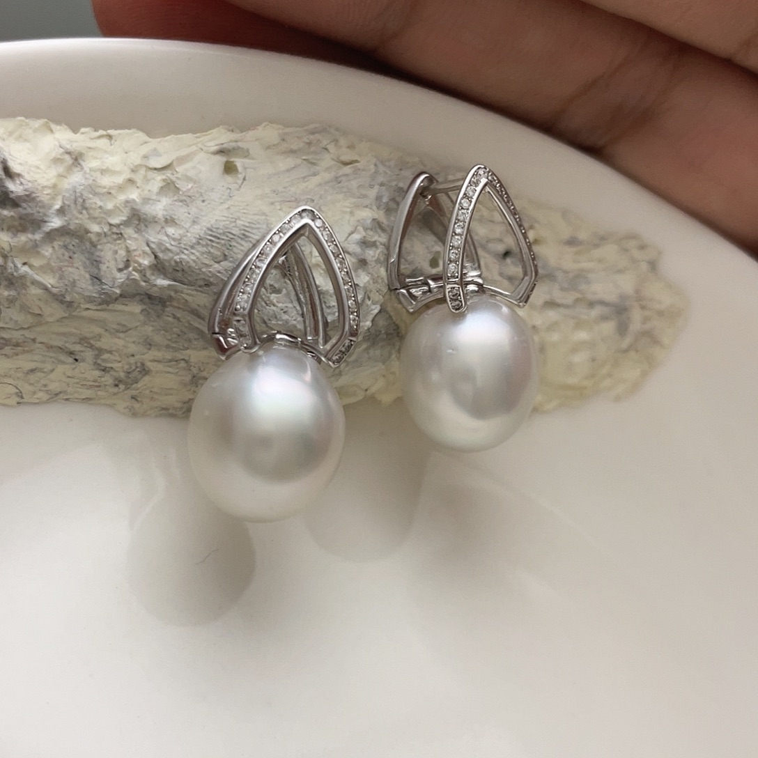 耳饰海水珍珠银S925镶嵌