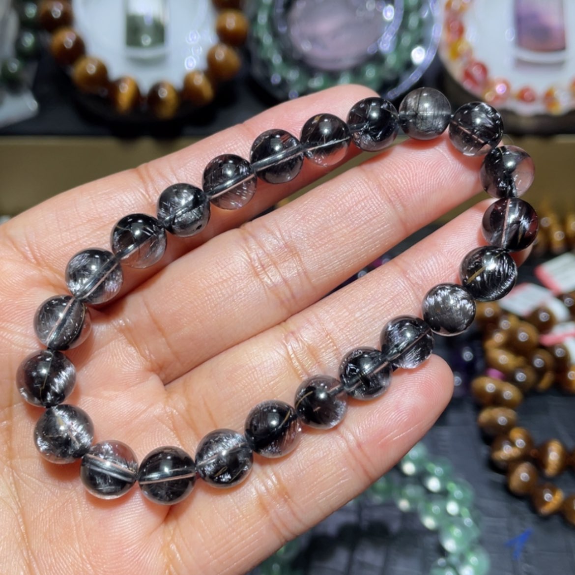 【闪购商品】水晶手串未镶嵌黑银钛手串