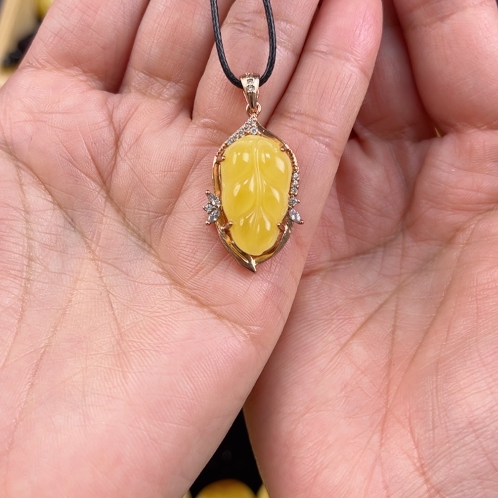 琥珀裸石银S925镶嵌琥珀