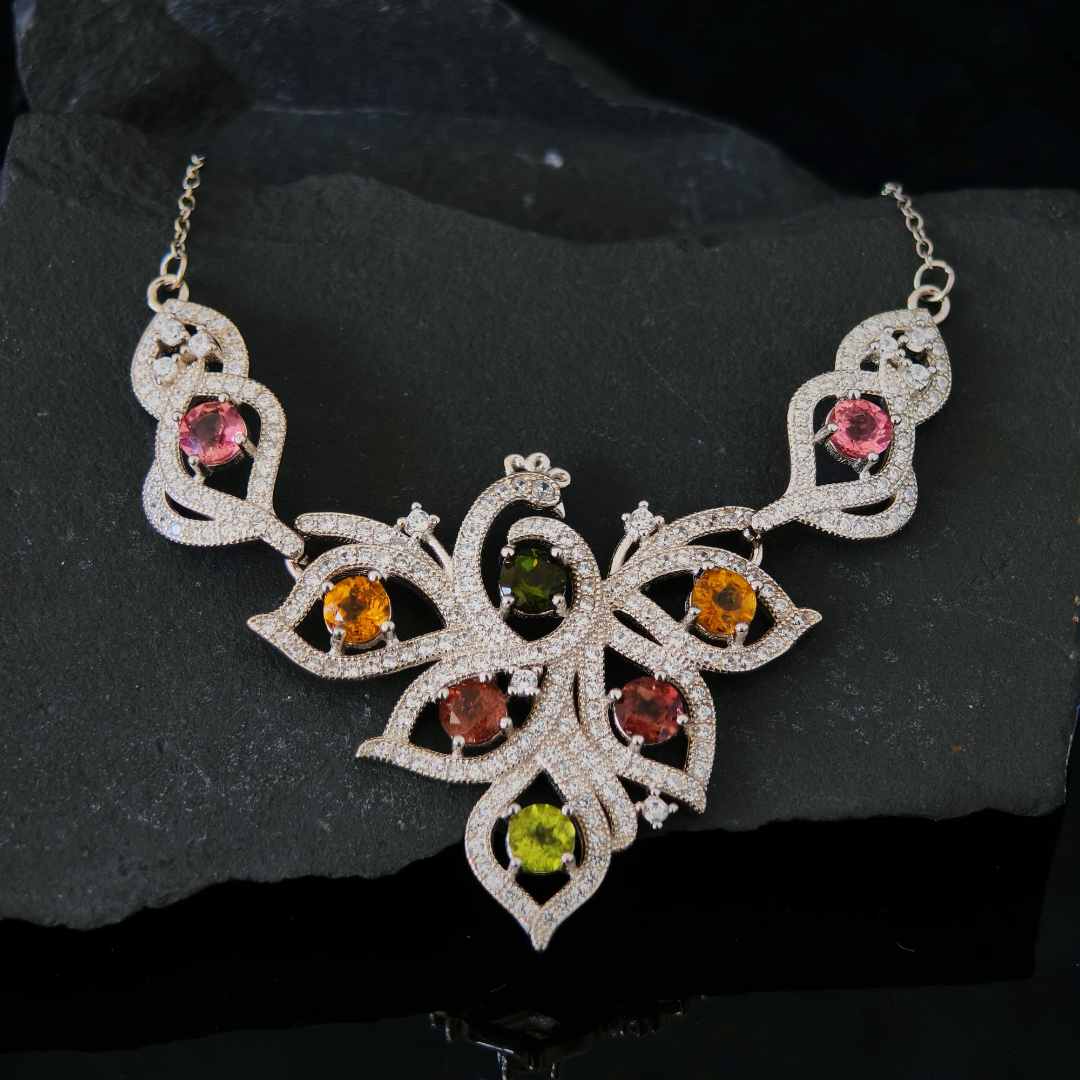 G48-【十月生辰石】天然碧玺项链浴火凤凰【约50分共8颗-多样性发货】