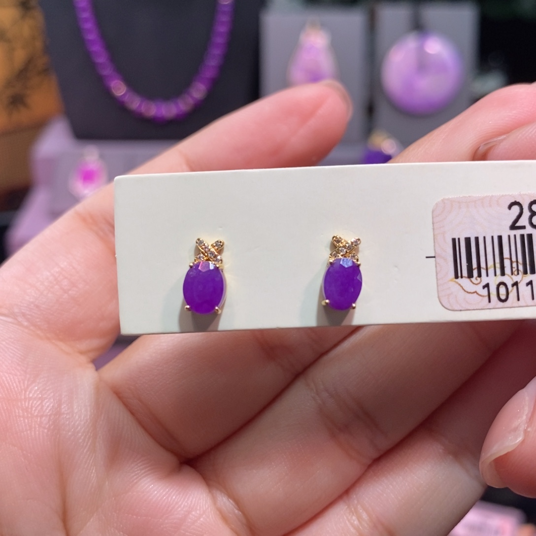 苏纪石（舒俱来）18K金镶嵌耳钉