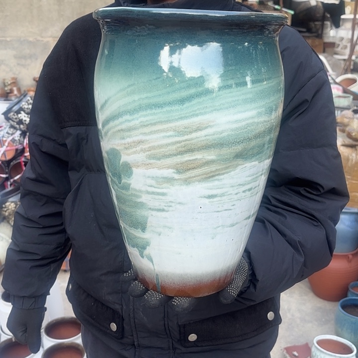 红陶山水画口径20高度31