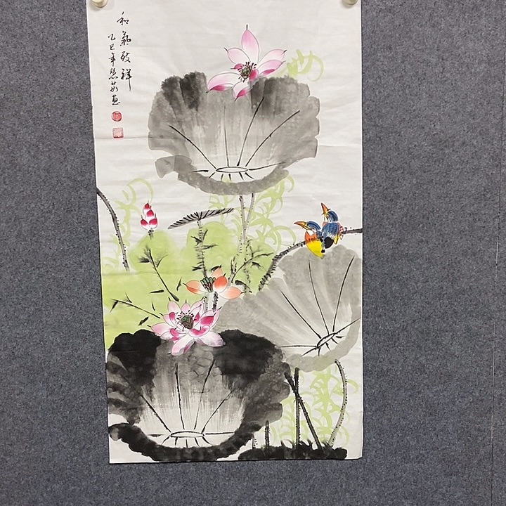 国画三尺荷花一副