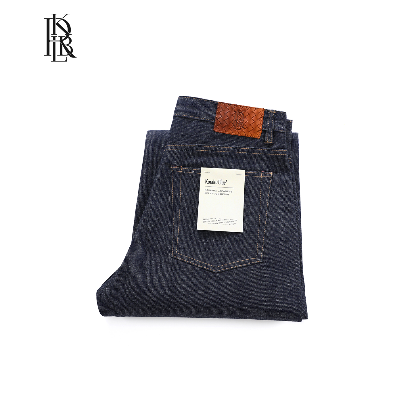 蓝布屋【日本面料】14.8OZ钮扣门襟未脱浆赤耳阔腿牛仔裤KRBLDNM600