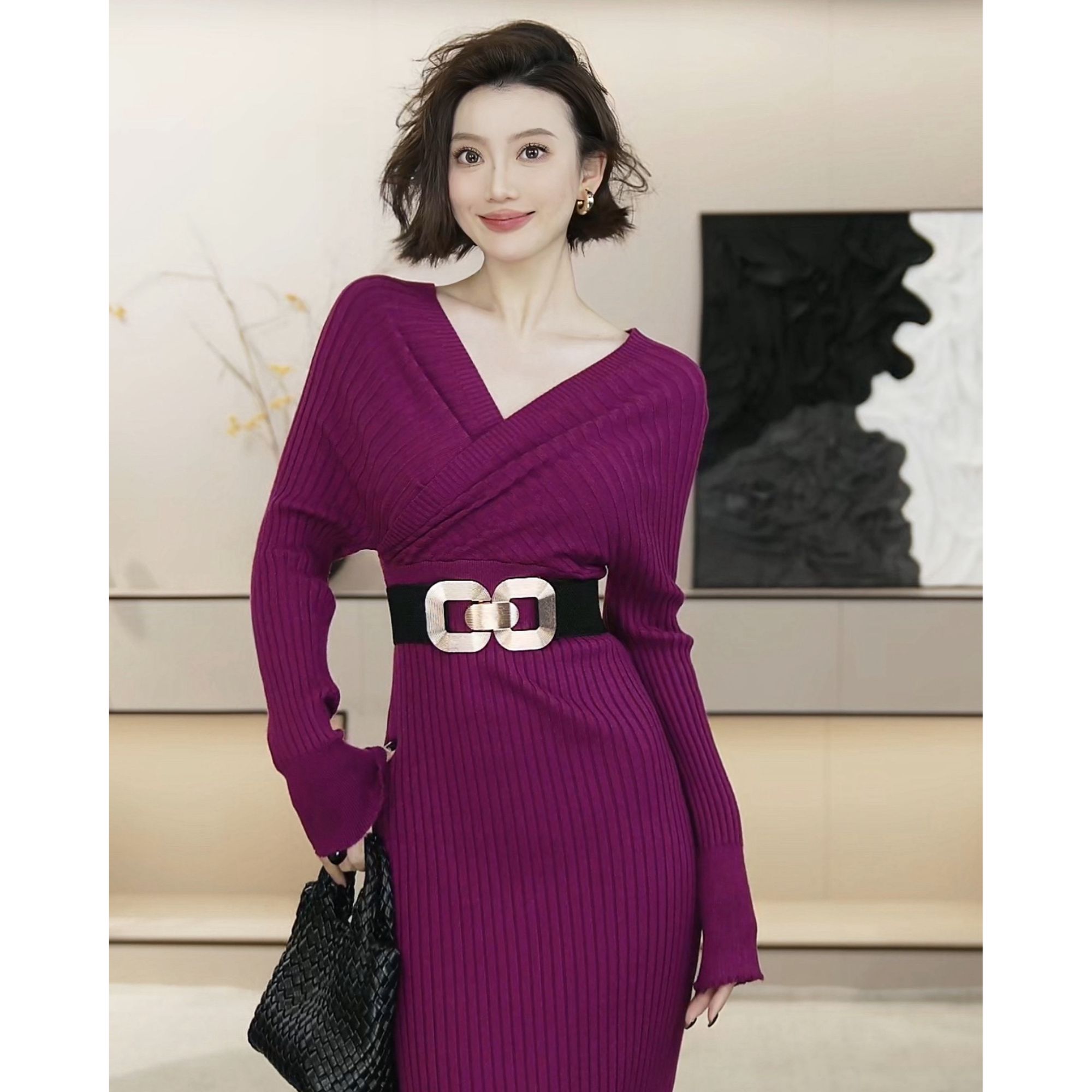 【京京】2025冬季新款长袖针织连衣裙HBZE918531