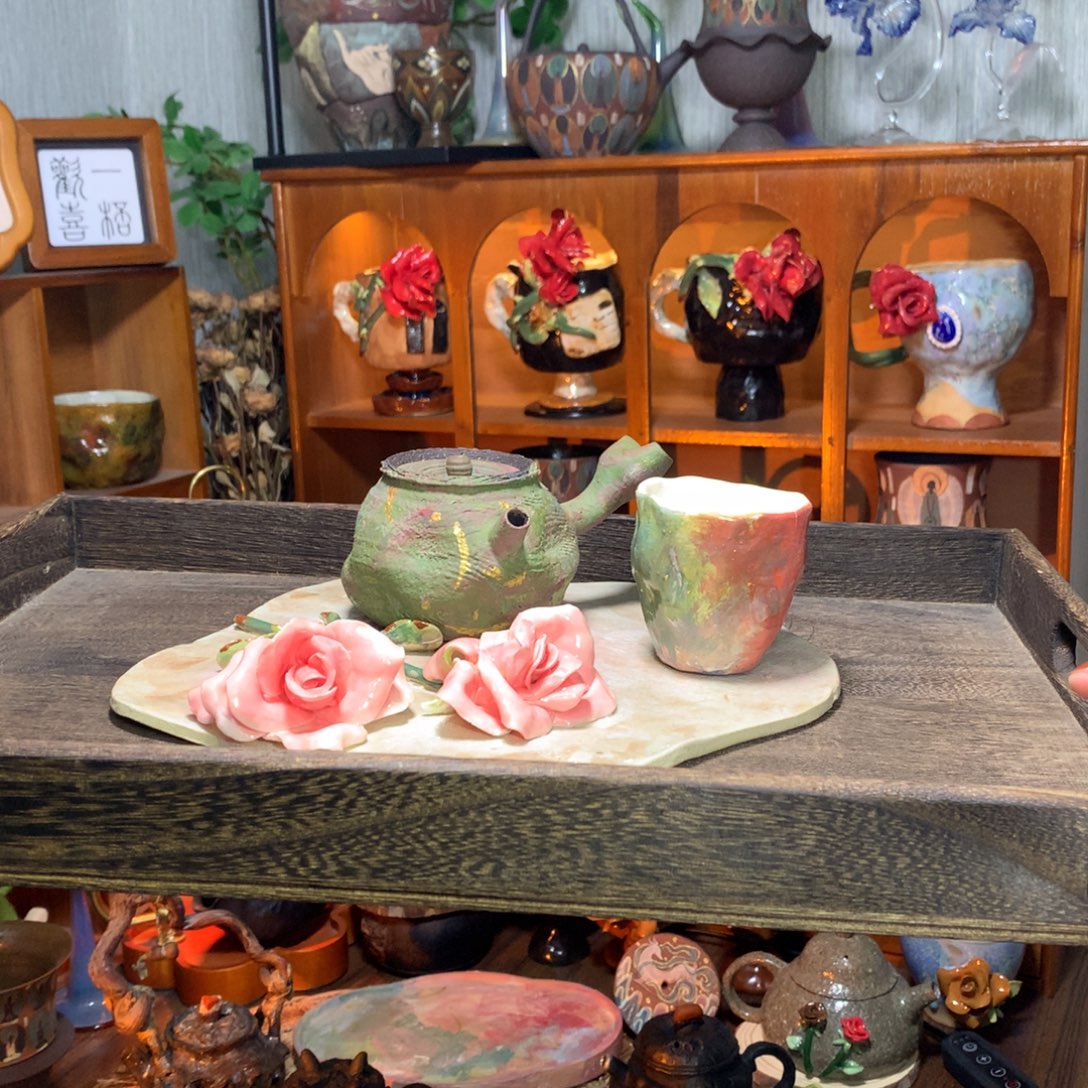 陶｜玫瑰与油画 送杯子