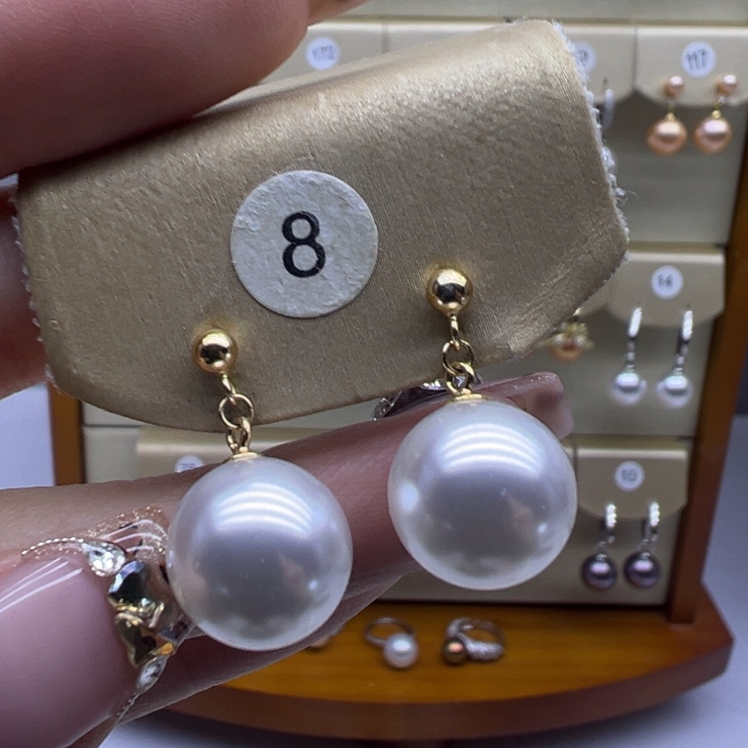 银S925镶嵌淡水珍珠耳饰