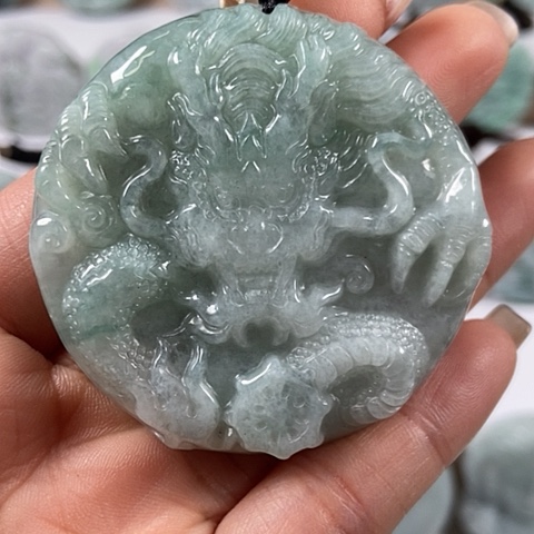 翡翠颈饰未镶嵌龙凤呈祥两面工福利