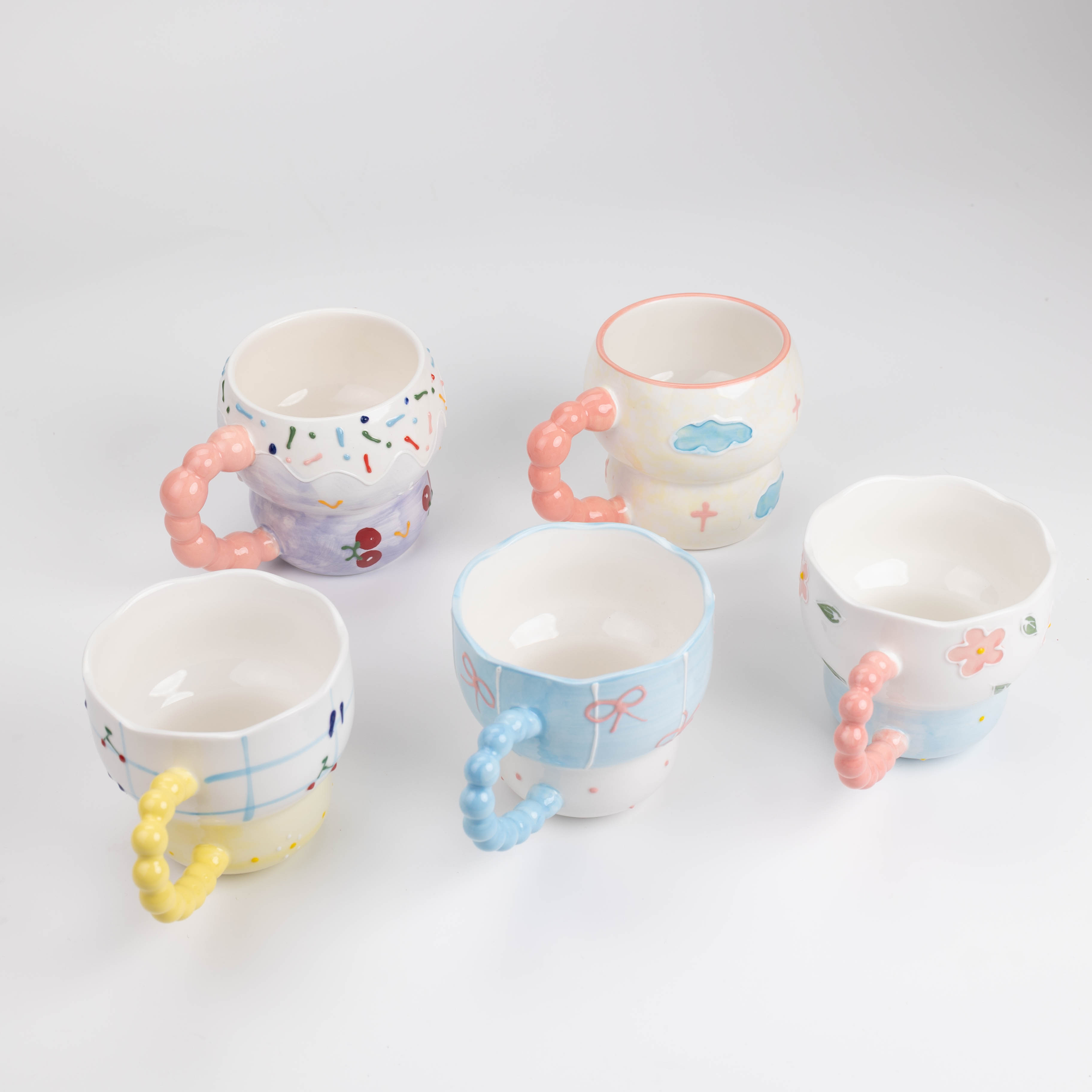 【手绘早餐杯】陶瓷手绘粉嫩少女心常规手柄款手工