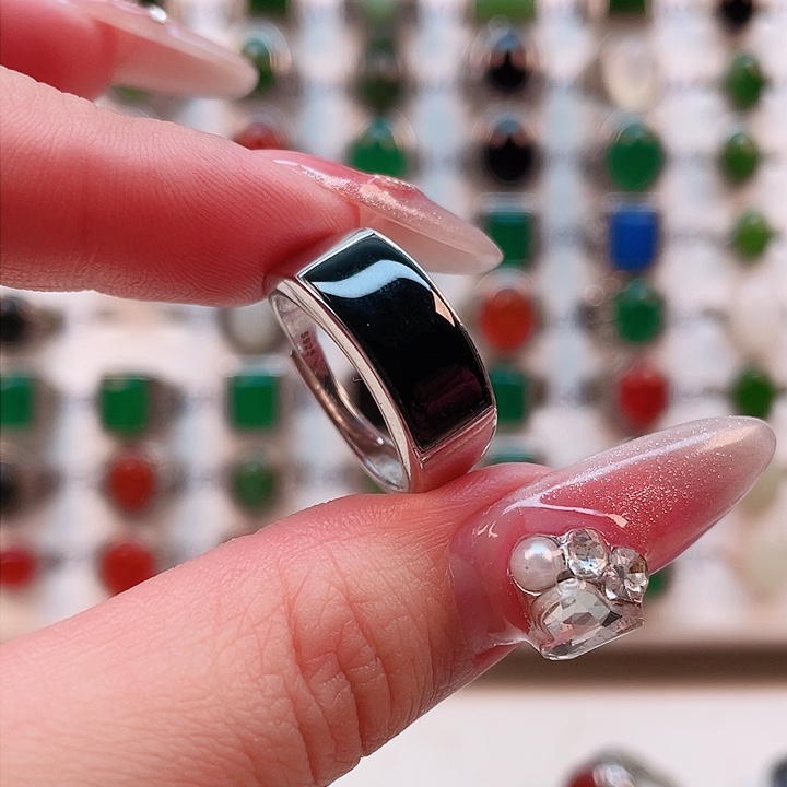 和田玉戒指银S925镶嵌?*