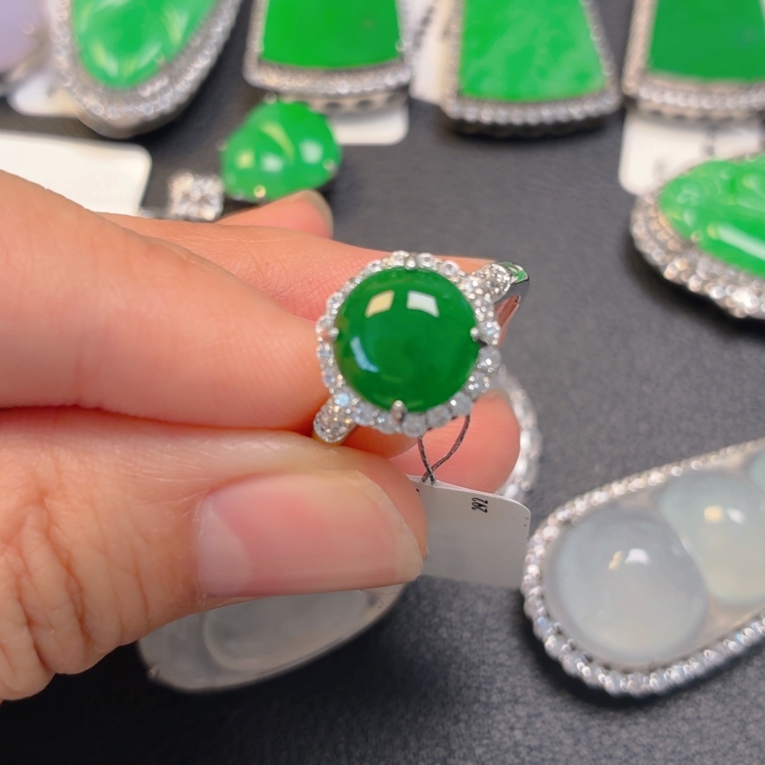 翡翠银S925镶嵌吊坠(不含链)戒指