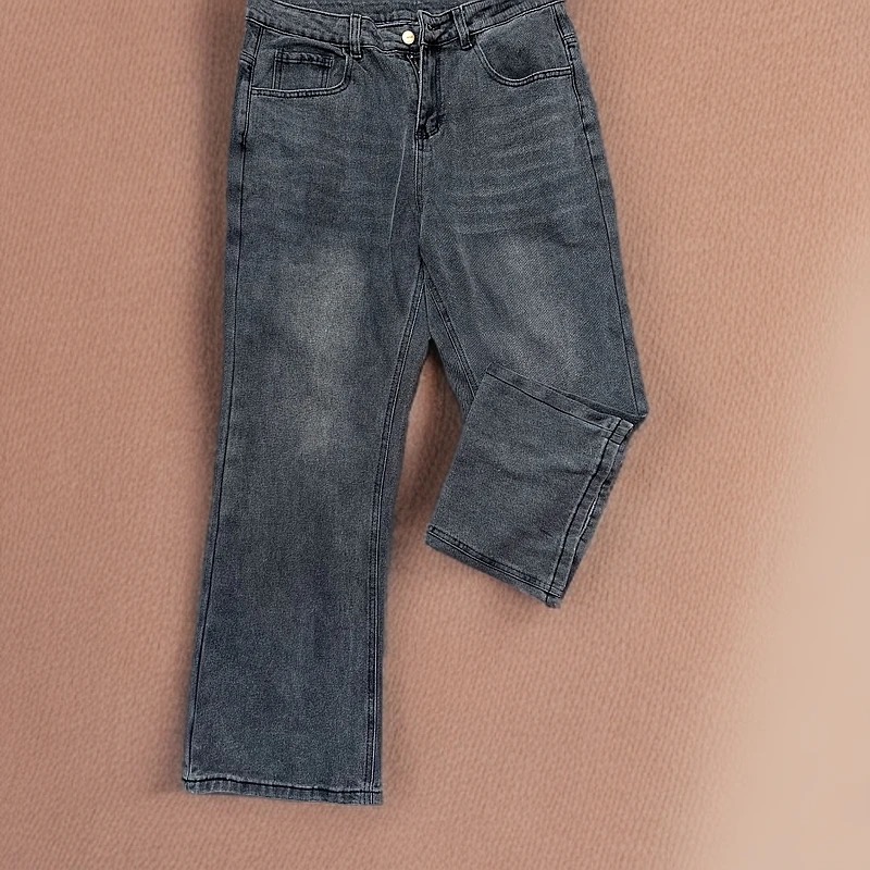 2224宽松轻职风夏季男友风女厚款牛仔裤直筒裤显瘦秋季