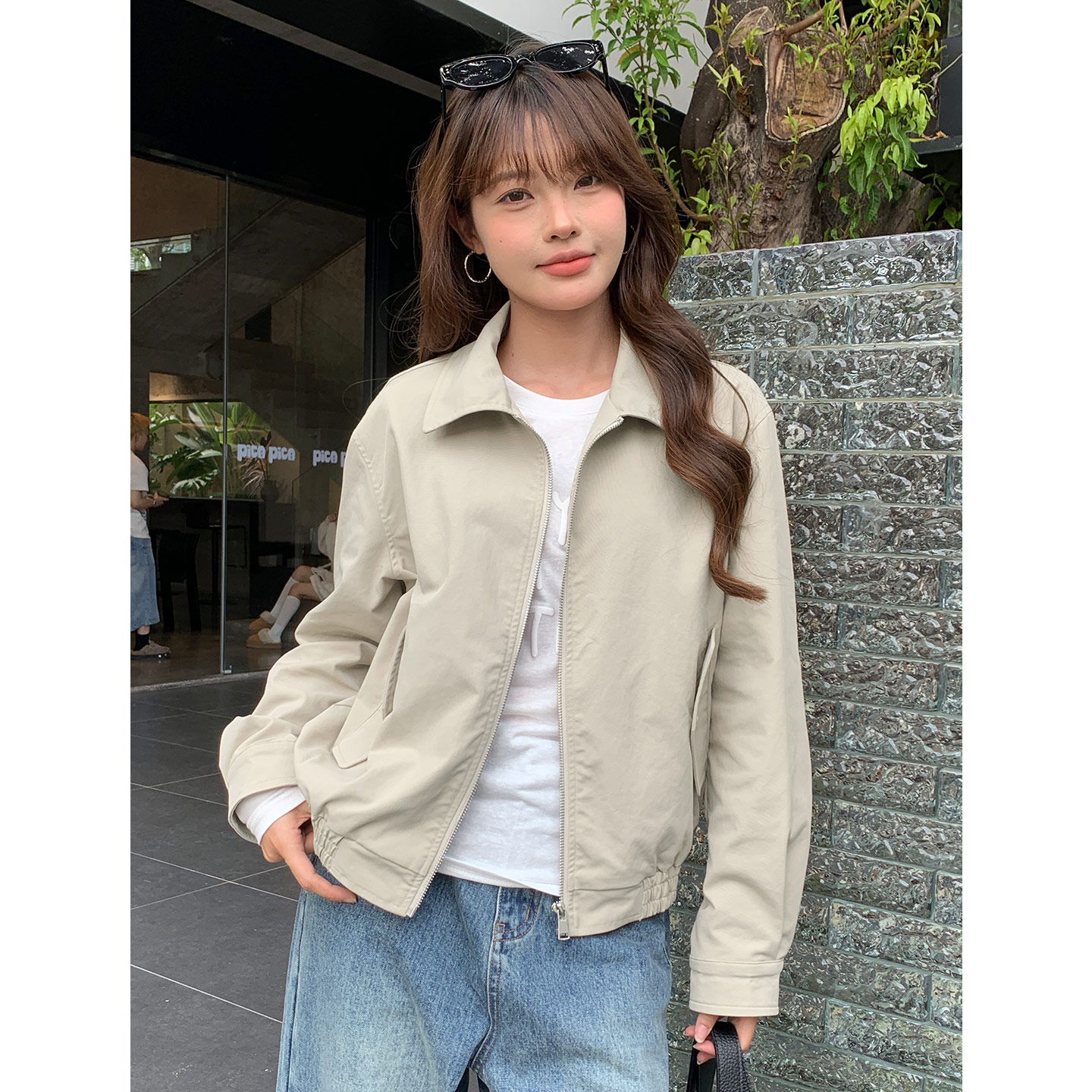 初秋短款翻领外套女小个子时尚休闲百搭韩版春风得意马蹄疾