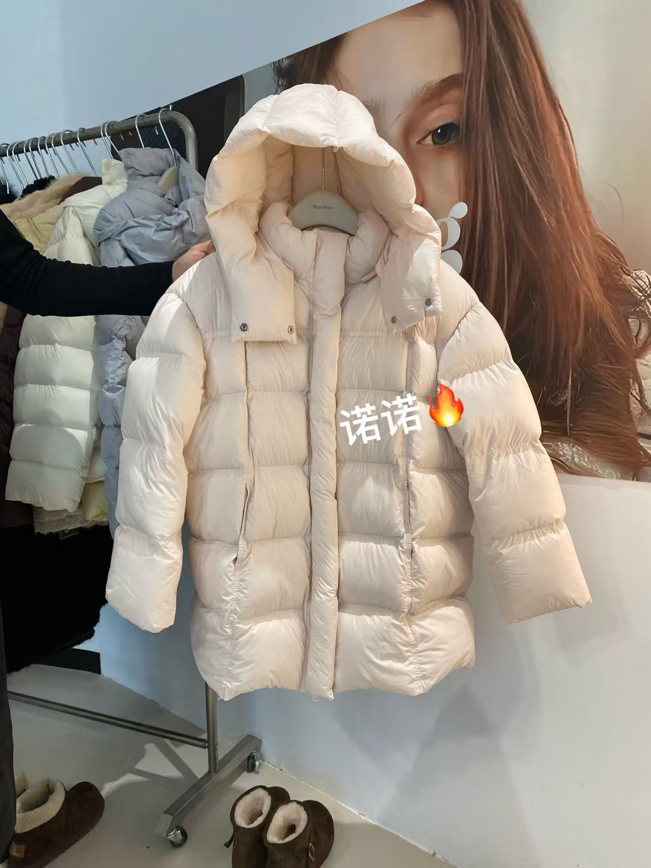 「暖绒姐姐69882」新国标连帽高克重中长款羽绒服     