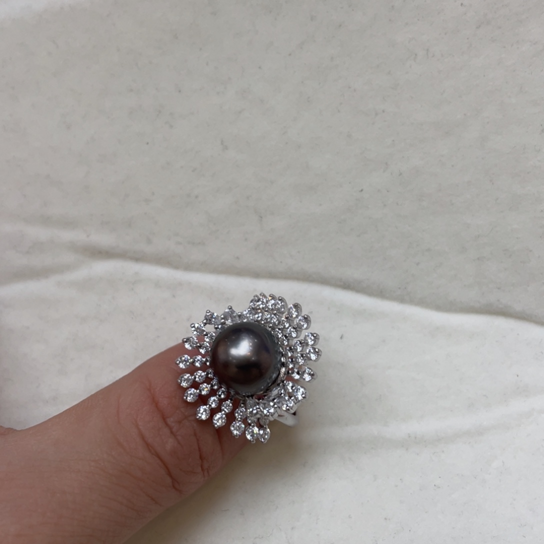 银S925镶嵌海水珍珠戒指
