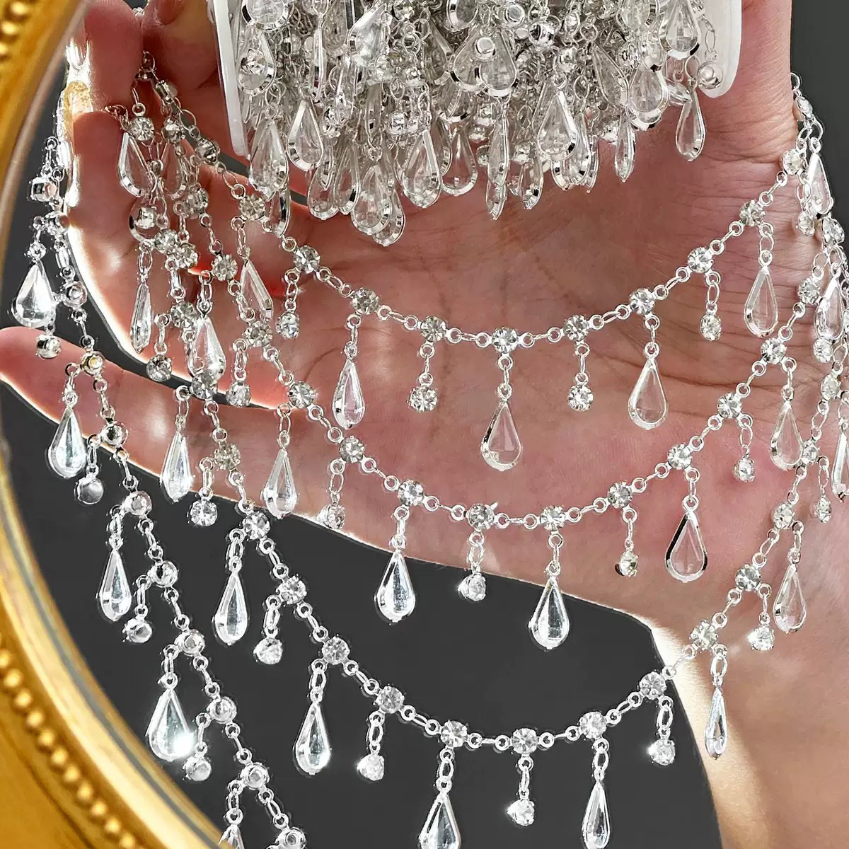 编号504 水滴水钻链条装饰链橘子汽水风格秋天系列流麻吧唧链