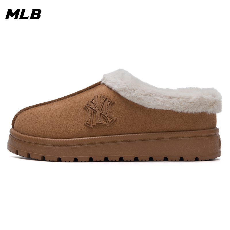 MLB男女鞋加绒休闲鞋2025新款情侣百搭舒适半拖穆勒棉靴3AWBCS156