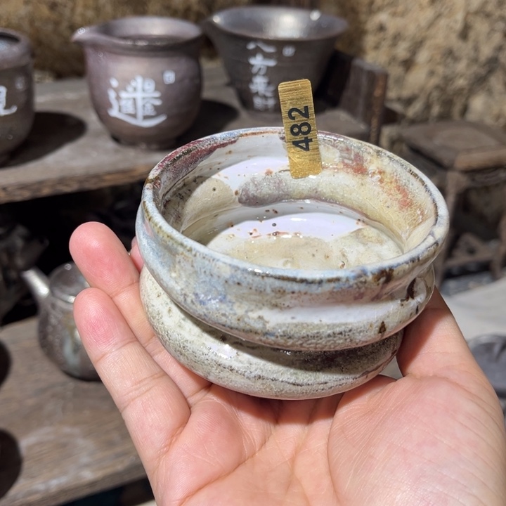 摆件全手工柴烧志野杯482