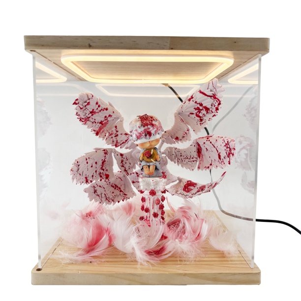 泡泡玛特小野改娃血染六翼天使摆件