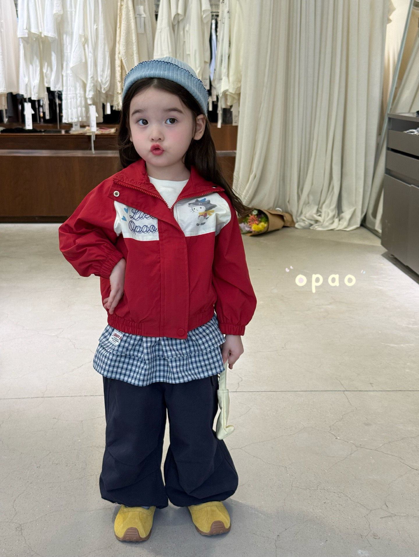 【opao】25秋季新款女宝宝童装kt韩版冲锋衣外套9058