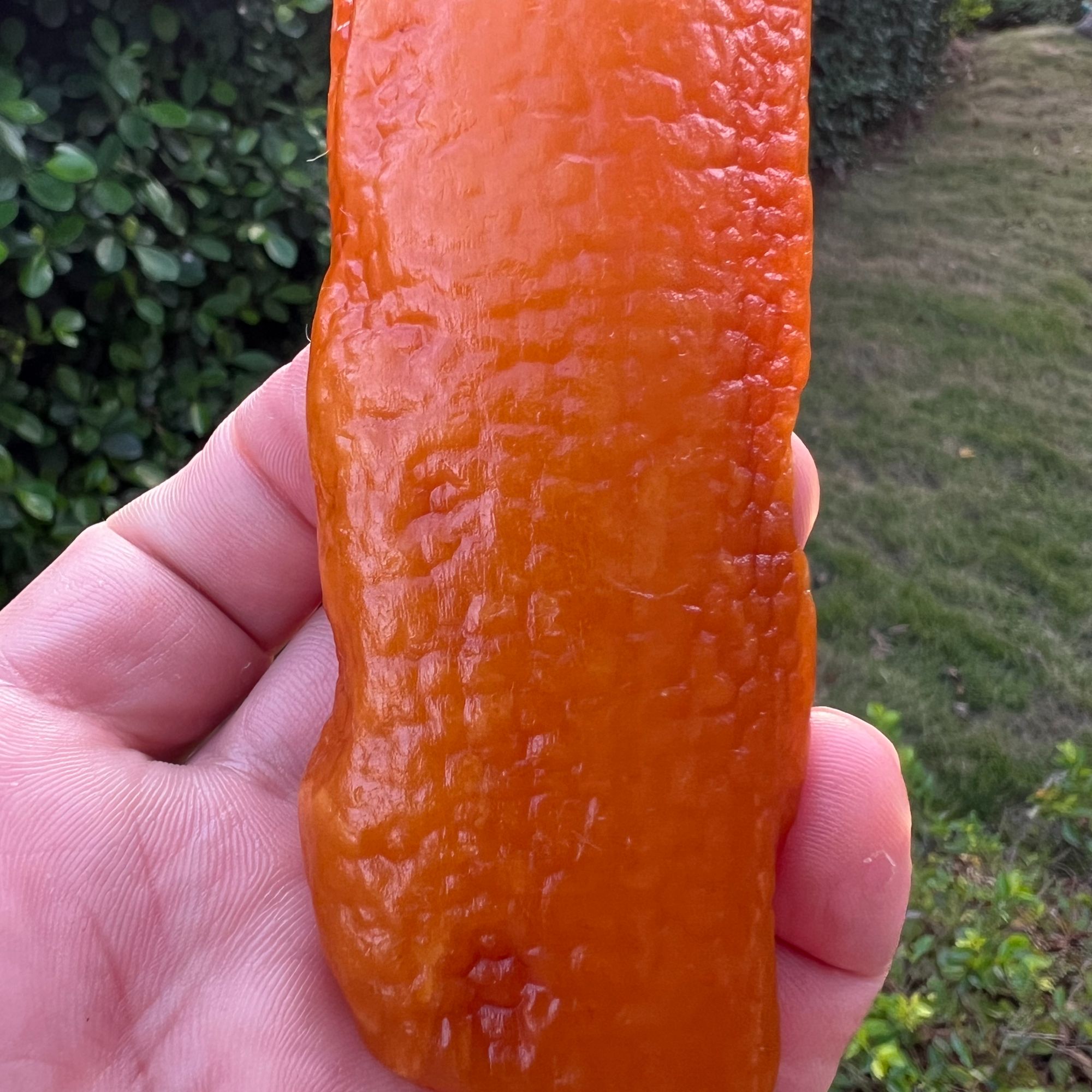 天然原矿蜜蜡原石荔枝皮全皮手把件 器型规整 手感好 重48克