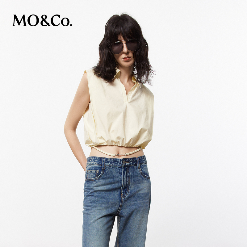 【赵老板专属】MOCO夏棉兜量解构系带衬衣上衣MBD2TOP015