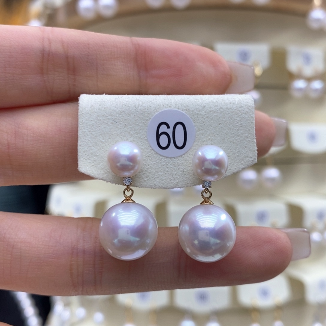 淡水珍珠耳饰18K金镶嵌