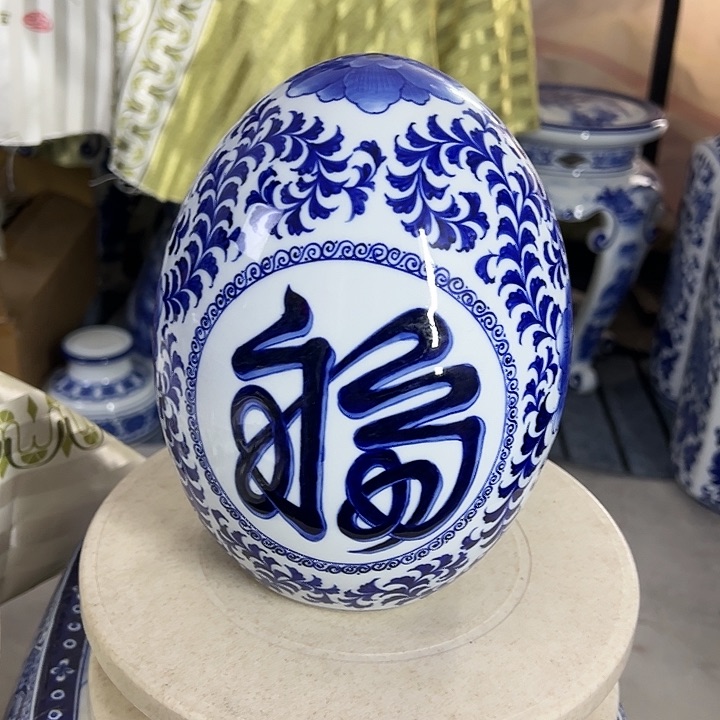 摆件青花瓷手工手绘高温釉下彩家居摆件