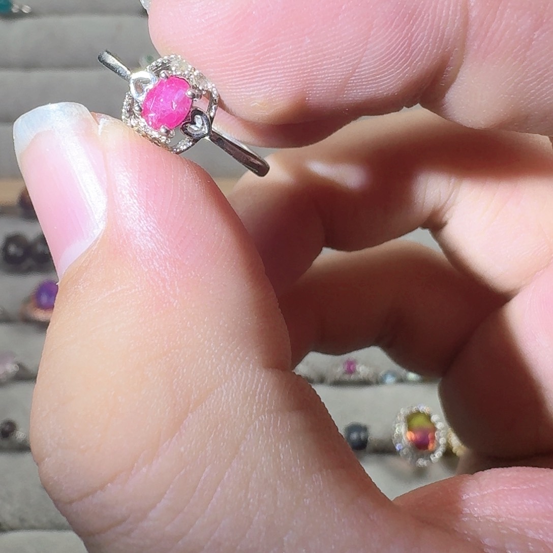 芙蓉石戒指银S925镶嵌