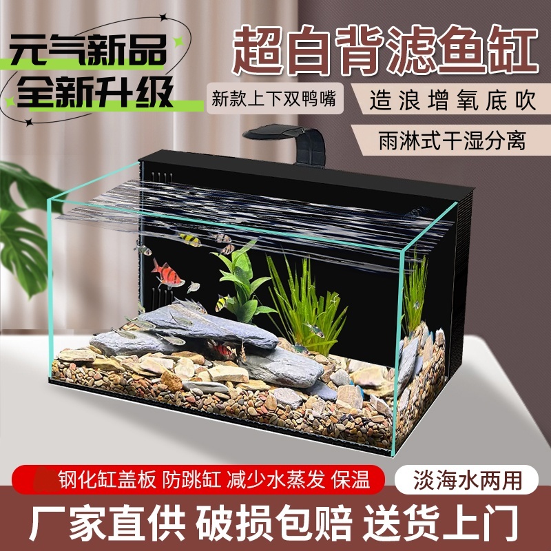 新款背滤鱼缸干湿分离雨淋式滴流过滤生态超白