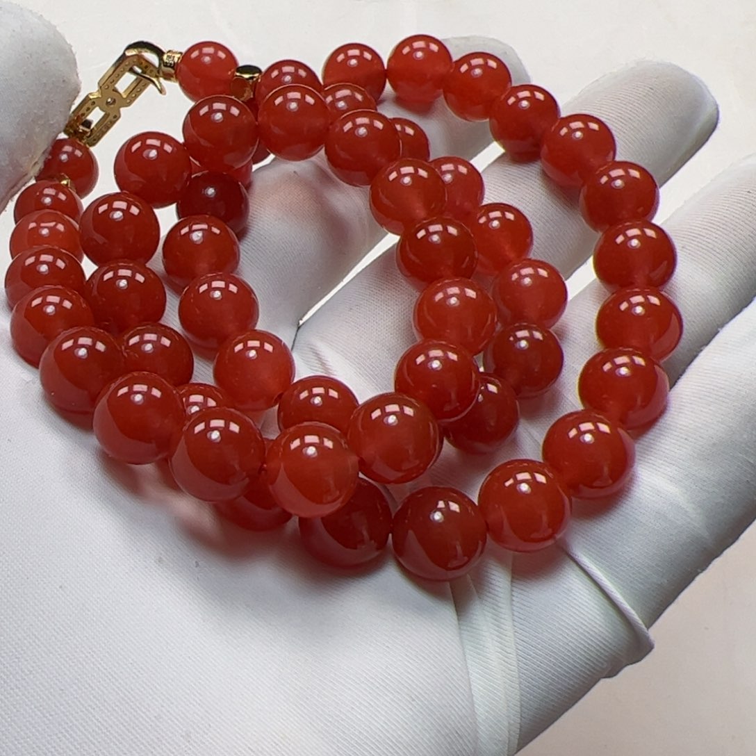 0***o南红玛瑙未镶嵌项链9mm原矿精品妈妈链