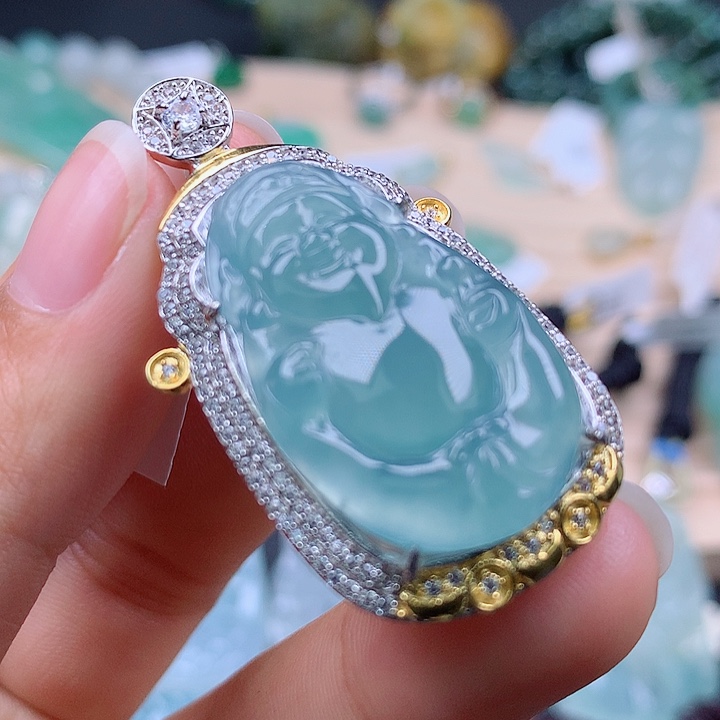 【闪购商品】翡翠颈饰银S925镶嵌翡翠吊坠