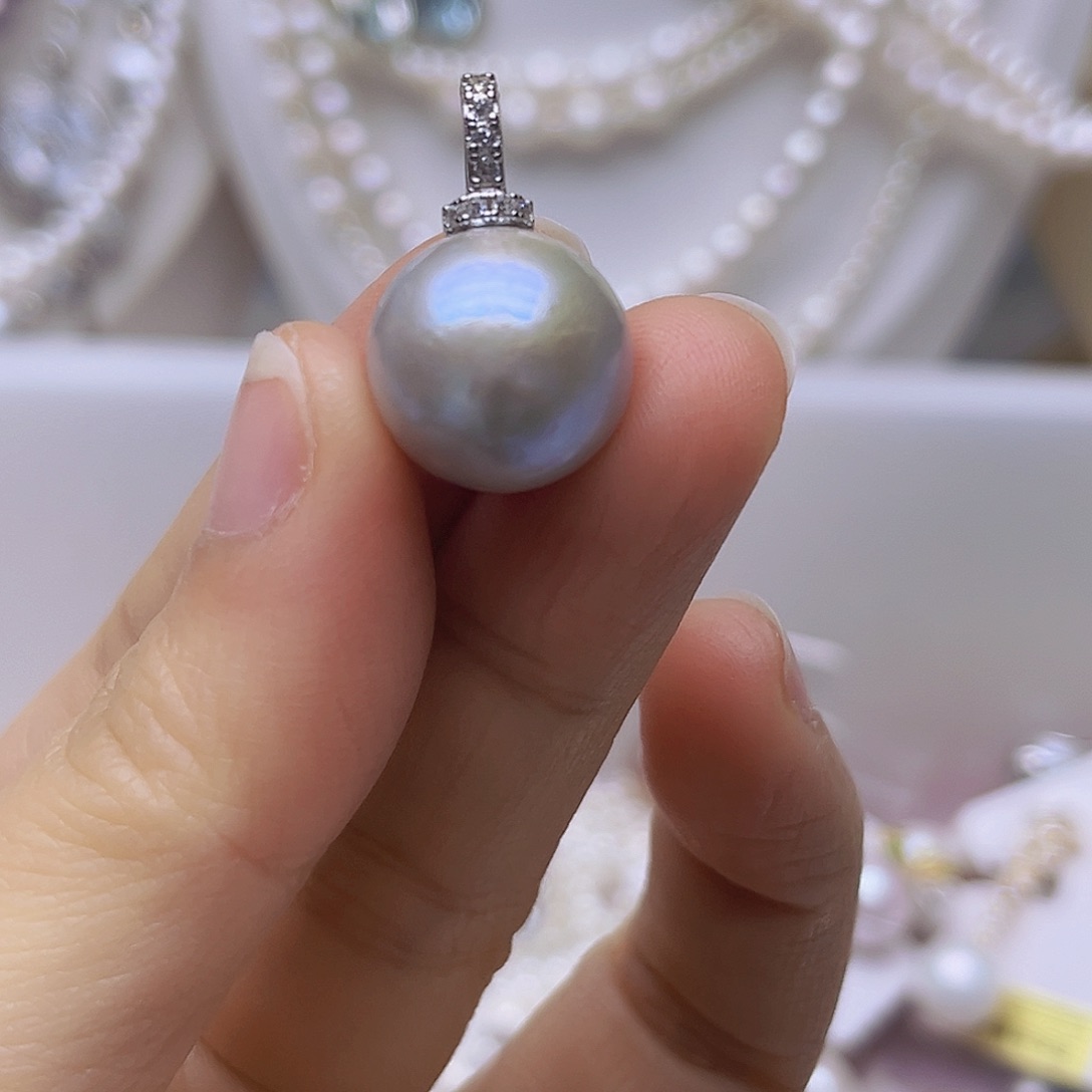 吊坠或者耳钉银S925镶嵌淡水珍珠