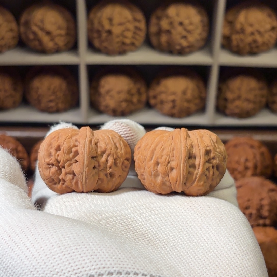 三***叶把件文玩核桃40尺全品元宝