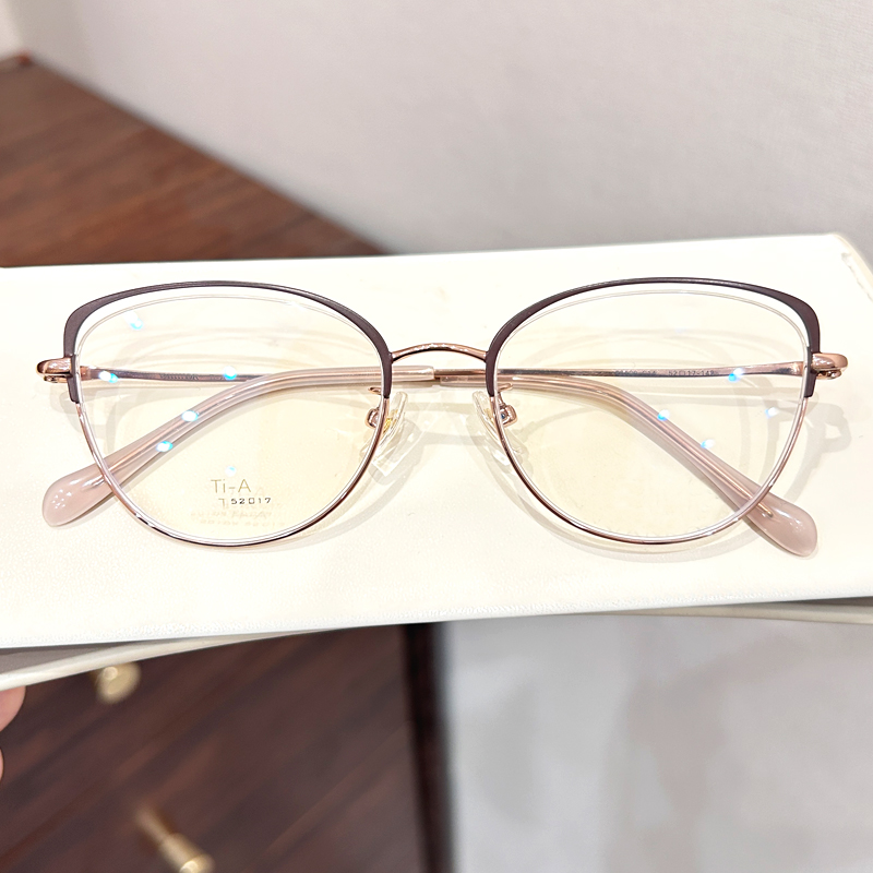 咖金镂空设计近视眼镜框架女可配有度数高阶版精致气质款CJ109