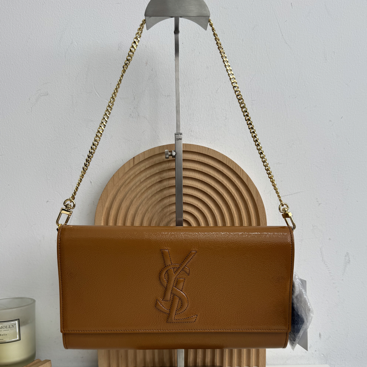 95新 YSL/圣罗兰 YSL/圣罗兰 金棕色翻盖手拿包 （27cm）/Y565