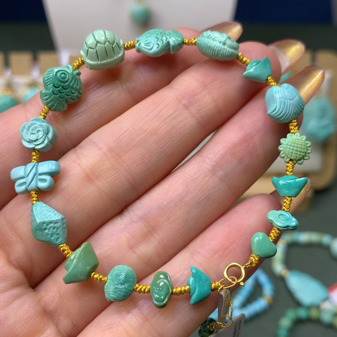 绿松石手链18K金镶嵌