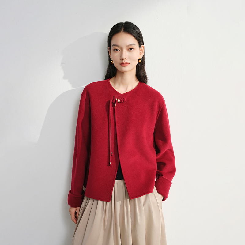 EP YAYING雅莹女装 羊毛羊绒新中式盘扣毛呢外套 2025新款1516A