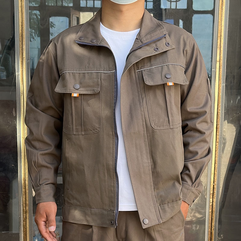 纯棉立领电焊工作服秋冬加厚耐磨套装长袖上衣工地汽修车间劳保服