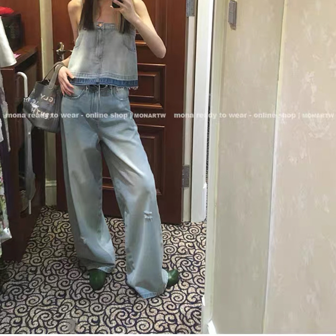mona牛仔裤女直筒长裤秋季新品
